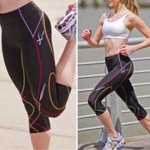 CW-X Stabilyx Joint Support 3/4 Compression Tights Size Medium Black Activewear
